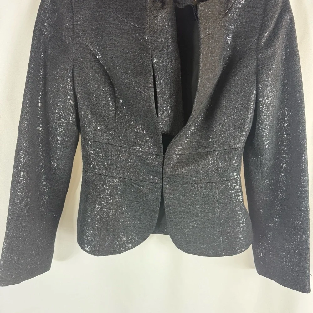 White House Black Market Metallic Black Blazer size:2